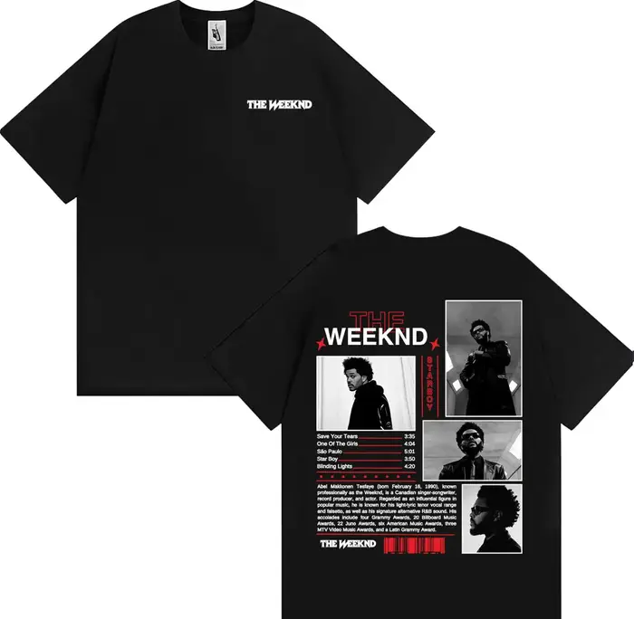 T-shirt avec couverture de l'album Starboy du rappeur The Weeknd, vêtements pour hommes, T-shirts Ha
