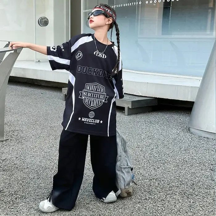 Ensemble de vêtements Hip Hop à séchage rapide pour jeunes filles, t-shirt à demi-manches et pantalo