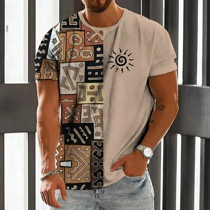 Vintage Style ethnique hommes T-Shirt mode d'été 3D imprimé