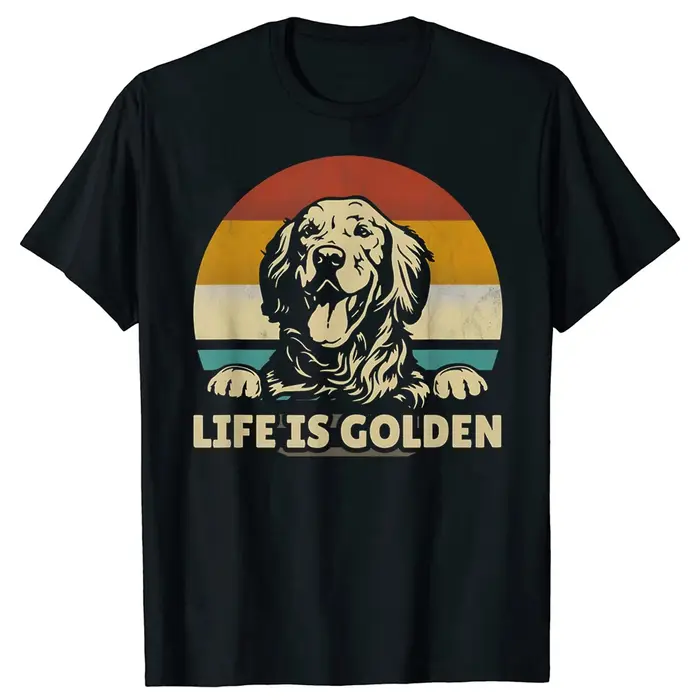 Golden Retriever chien la vie est dorée graphique T-shirts hommes femmes mode t-shirt style décontracté 100% coton
