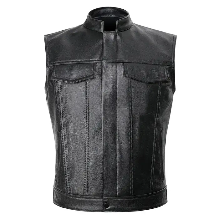 Classique hommes col montant moto Biker gilet en cuir mâle élégant nouveaux vêtements automne hiver 