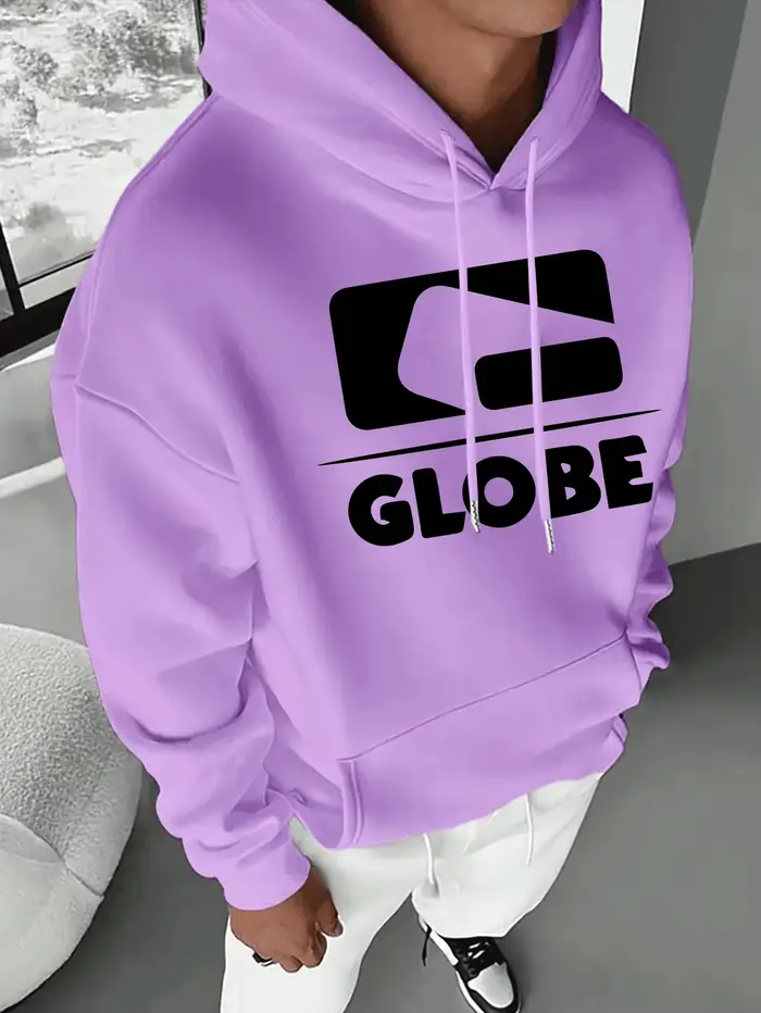 Sweat-shirt à capuche élégant pour homme avec logo « GLOBE », à manches longues, adapté aux tenues d