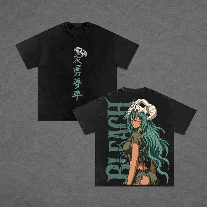 Nelliel Tu Odelschwanck BLEACH T-shirt Vintage Lavé T-shirt d'été surdimensionné à manches courtes e