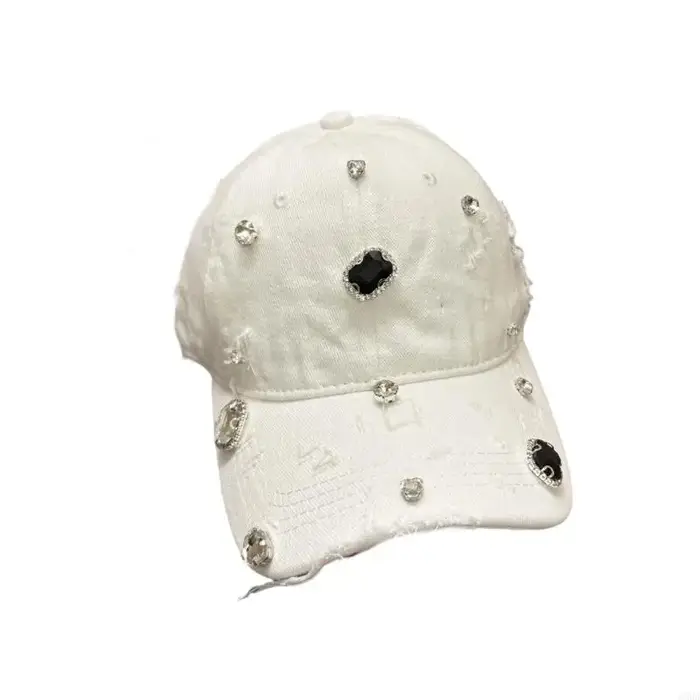 Casquette Baseball avec accent pierre en détresse, chapeau décontracté en coton doux avec sangle arrière réglable pour le