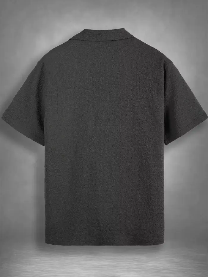 Chemise à col cubain texturée pour homme
