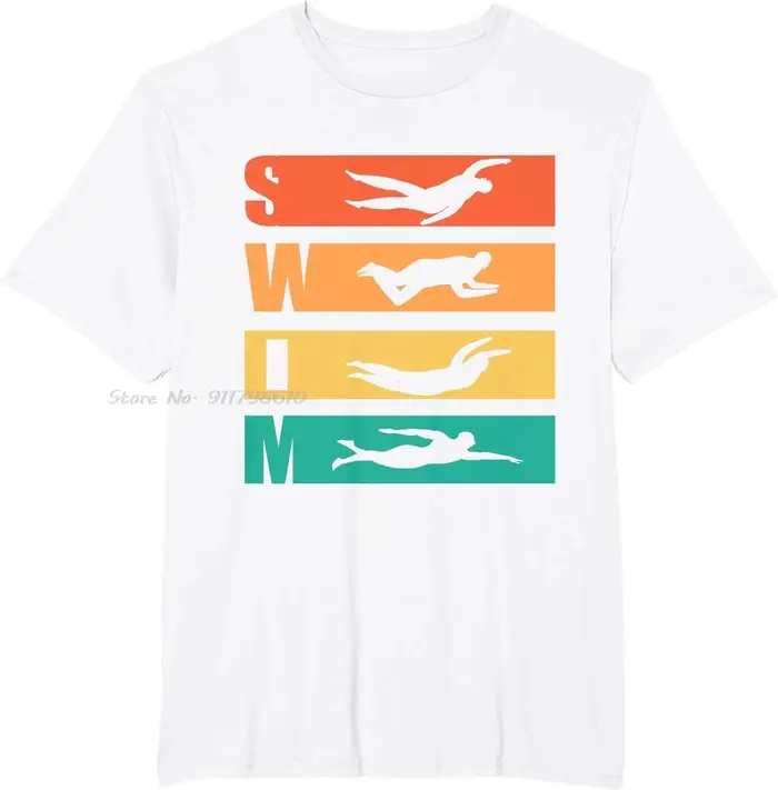 Cadeau drôle nager rétro Vintage natation pour les nageurs T-shirt surdimensionné mode coton T-shirt