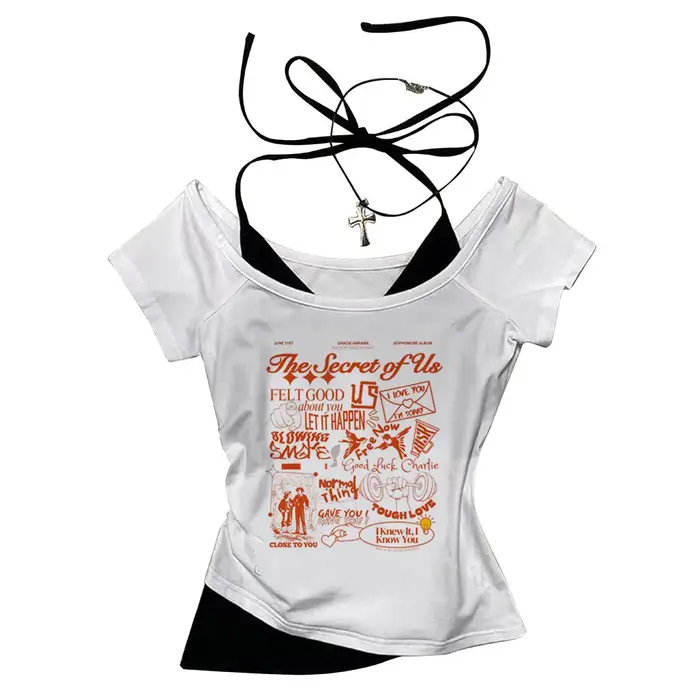 Gracie Abrams crop top fée Streetwear esthétique gothique recadrée Grunge vintage adolescents t-shir
