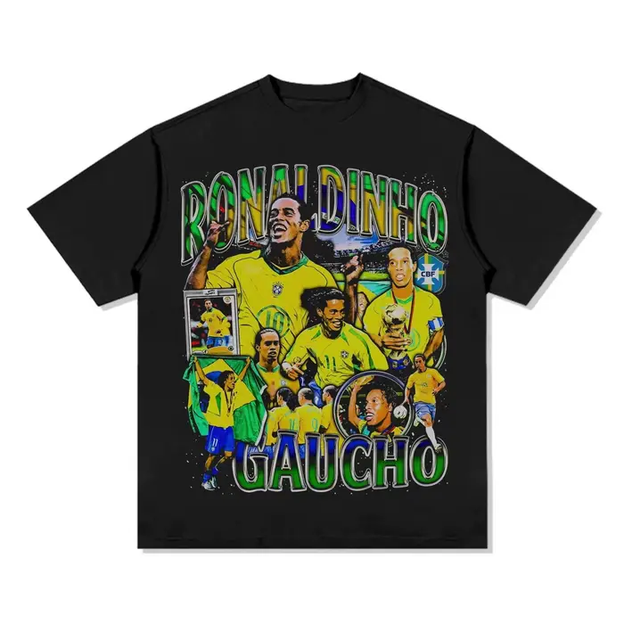T-shirt graphique vintage Ronaldinho Gaucho Équipe nationale du Brésil, t-shirt rétro de football po