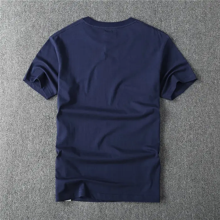 May kaki américain vintage lourd T-shirt double coton motard imprimé apprêt col rond T-shirt à manches courtes
