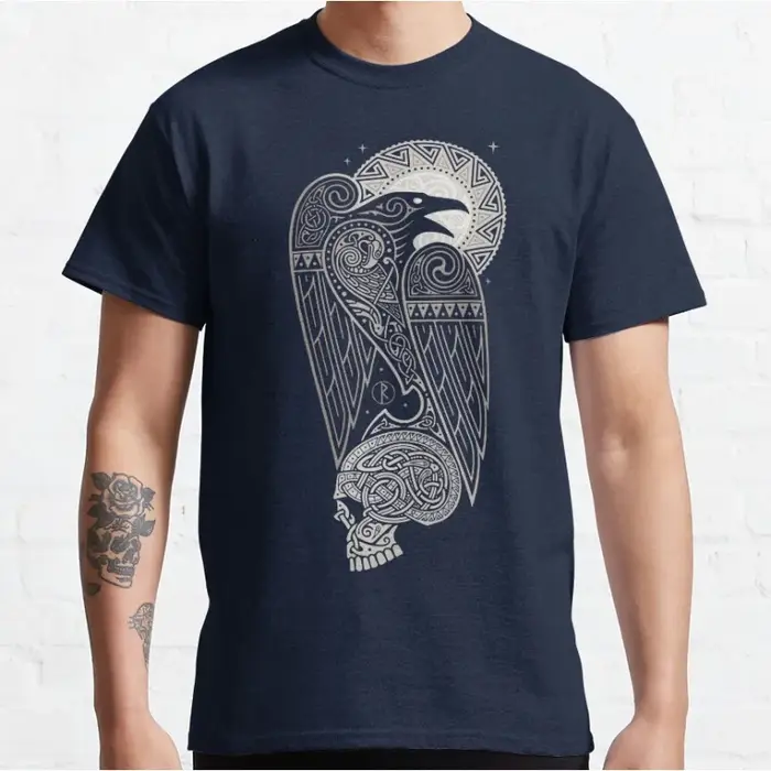 CELTIC RAVEN Viking mythologie nordique valhalla animal T-shirt à manches courtes col rond pour hommes grande taille adulte S-6xl hauts