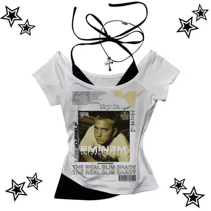 Eminem t-shirt femme harajuku Pastel Rétro années 2000 kawaii Pop Culture