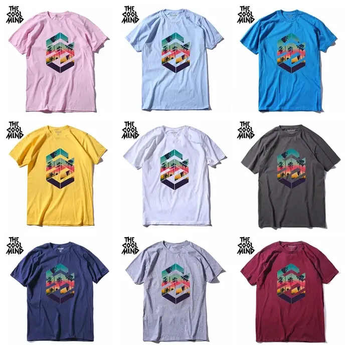 COOLMIND QI0311A cool ample o-cou été imprimé décontracté hommes t-shirt à manches courtes 100% coton