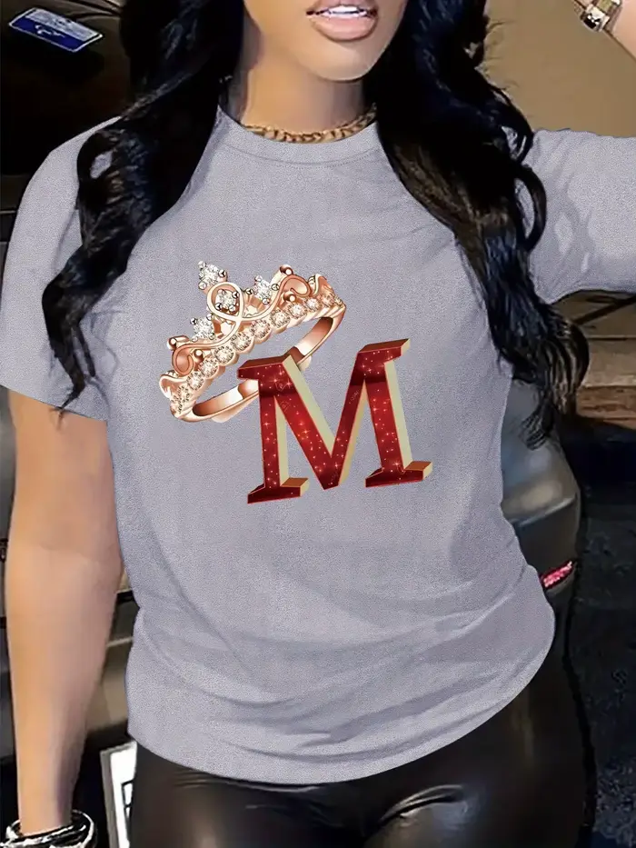 T-shirt décontracté à col rond pour femme