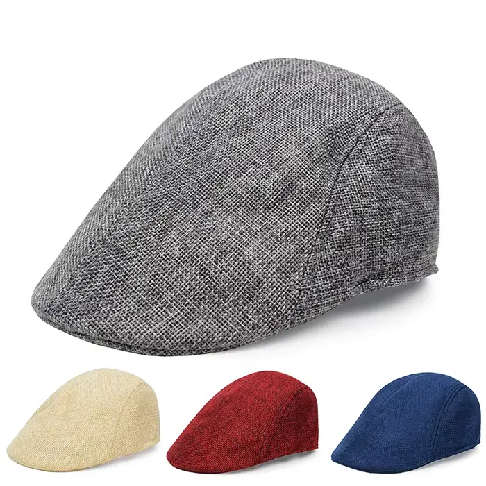 Hommes bérets casquette Style britannique 2024 nouveau automne été lin chapeaux mode casquettes plates classique
