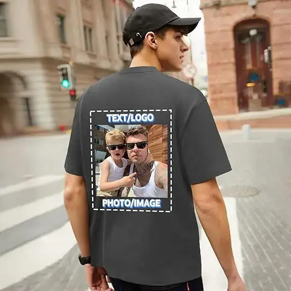 T-shirts personnalisés pour hommes, chemise personnalisée avec impression avant et arrière, créez votre propre tee-shirt, photo personnalisée, texte, logo, cadeaux originaux
