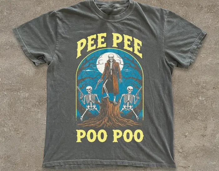Malédiction Meme chemise pipi pipi caca T-Shirt drôle squelette graphique T-Shirt pour hommes femmes