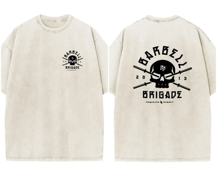 BARBELL BRIGADE REBIRTH TEE lavé Vintage 230G 100% coton t-shirt hommes femmes surdimensionné Fit fo