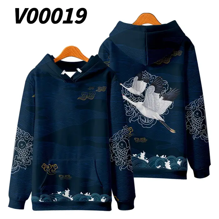 Sweat à capuche imprimé grue Harajuku pour hommes et femmes, sweat à capuche décontracté, pull Hip H