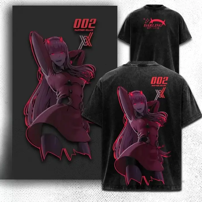 T-shirt graphique Anime DARLING in the FRANXX Zero Two pour hommes et femmes, vêtements décontractés