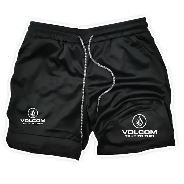 VOLCOM Short de sport imprimé 2 en 1 pour homme, short de sport chrétien avec doublure de compressio