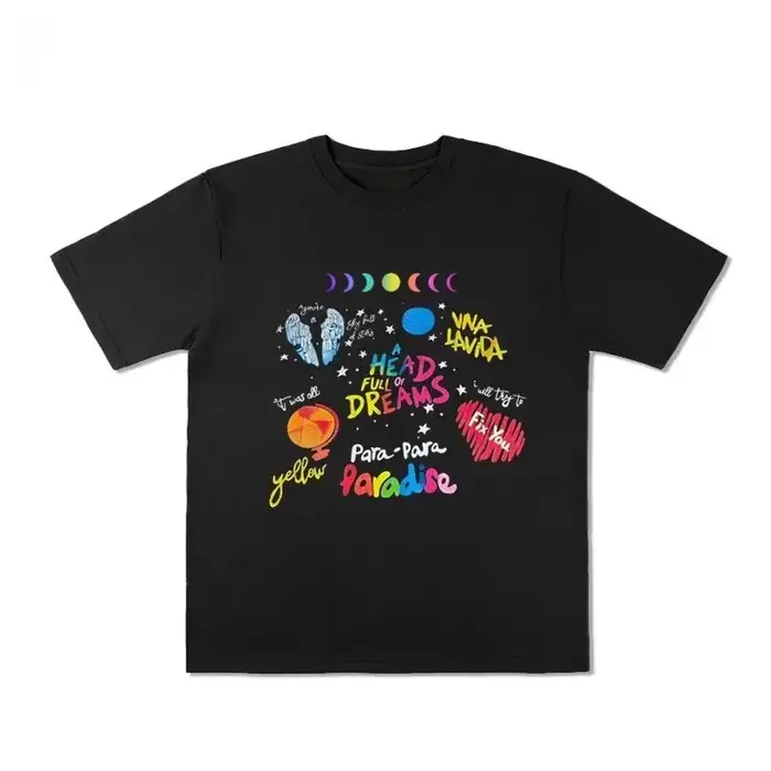 T-shirt COLDPLAY Coolplay Band avec design imprimé, style ample et rétro, style vintage pour hommes 