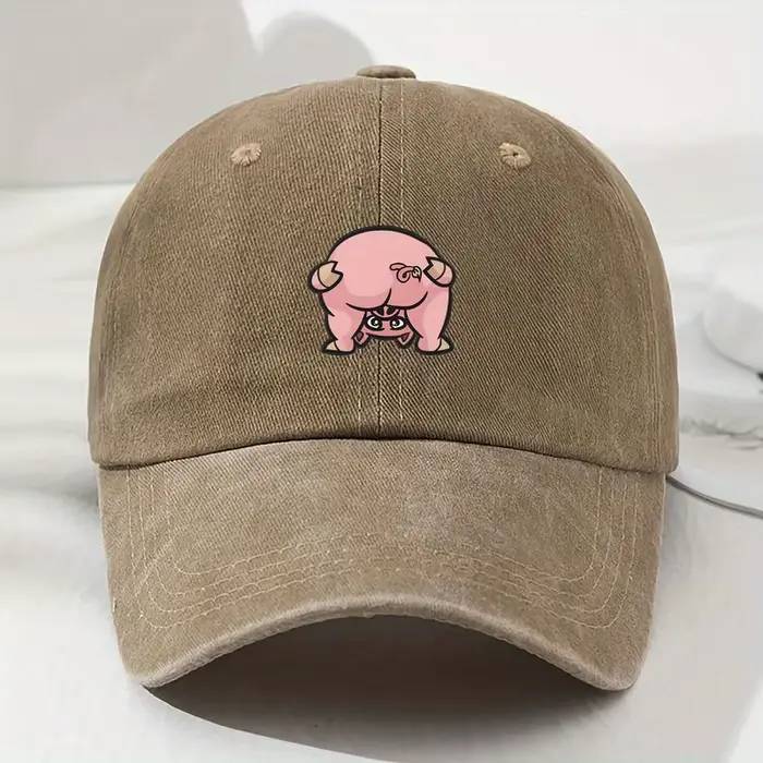 Casquette de baseball unisexe à imprimé cochon rose