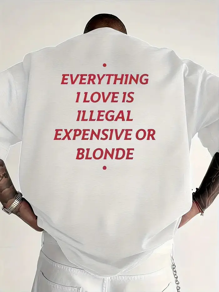 Nouveau T-shirt Homme 2026 Amusant « I Love Everything Illegal » Imprimé Respirant à Manches Courtes Style Streetwear Tendance Mode