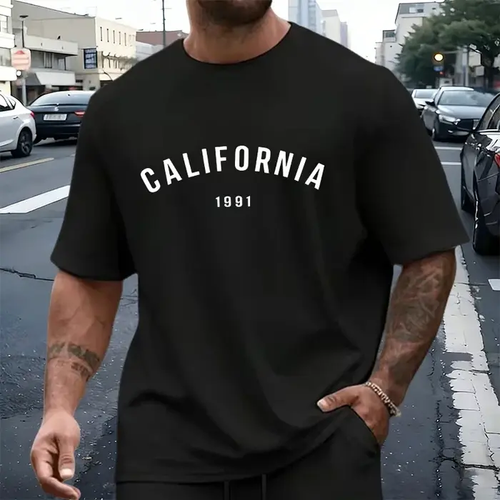 Ensemble T-shirt et short décontracté pour homme – Col rond, survêtement d'été, vêtements de sport e