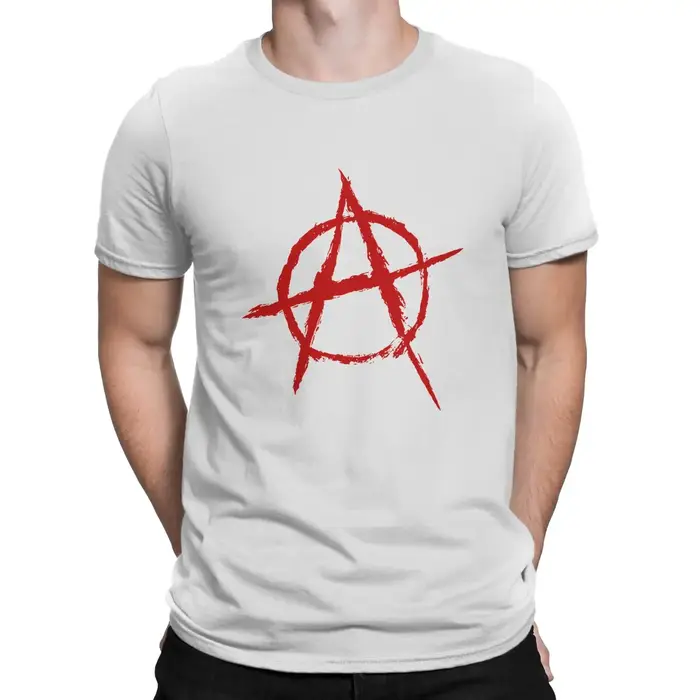 T-shirt rouge en polyester pour hommes, Anarchy Anarchist, Attention ols, Zones Me Clothing