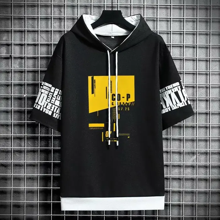 Sweat-shirt à capuche pour hommes, Style japonais, mode Streetwear, manches courtes, décontracté, im