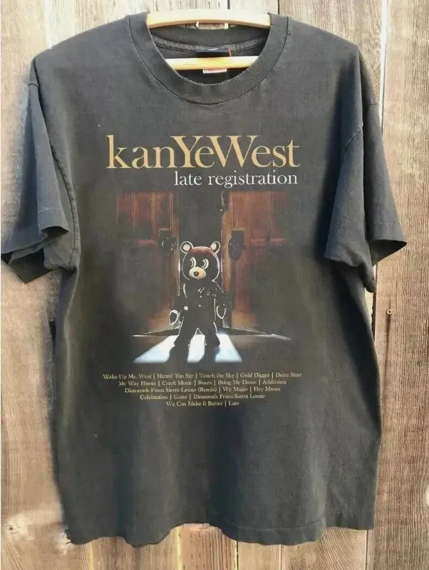 T-shirt unisexe vintage style rétro Kanye West années 90 avec motif graphique rappeurs