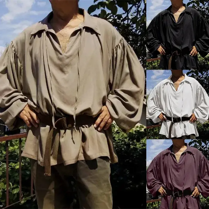 Chemise à col en V de style vintage pour hommes