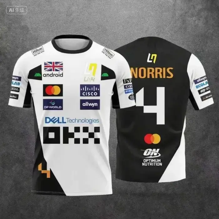 T-shirt de style combinaison de course McLaren Lando Norris n°4/81 2026 pour homme, séchage rapide, 