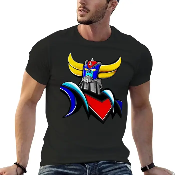 GOLDORAK figure T-Shirt noir coton graphique t-shirts T-Shirt pour hommes