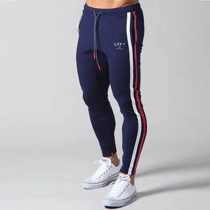 Nouveau Patchwork rayures pantalons hommes vêtements de sport droits couleur unie pantalons de survê