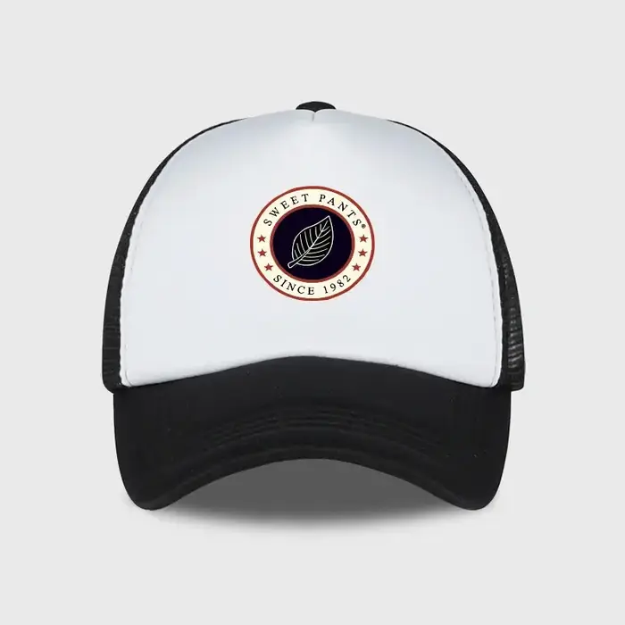 Casquette en maille éponge SENAO Sweet Pants avec logo feuille, collection Printemps/Été, décontract