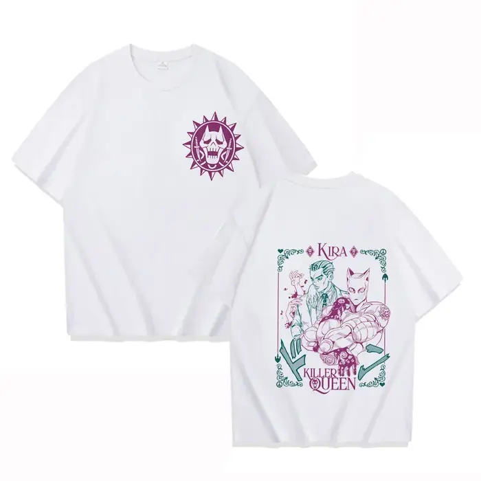 T-shirt de haute qualité Jojo Bizarre Adventure 2026 Kira Killer Queen, T-shirt décontracté en coton