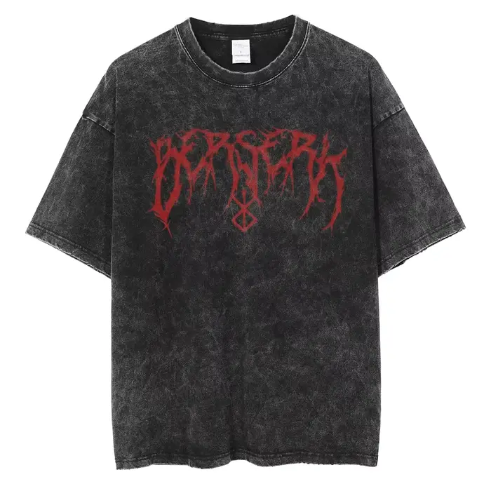 Anime Berserk Logo graphique imprimé t-shirt hommes femmes Vintage Manga T-shirts lavé coton