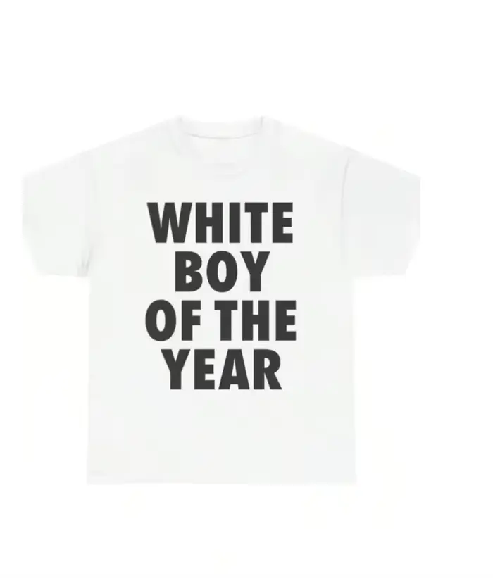 T-shirt blanc pour femme avec texte « Garçon de l'Année », motif humoristique 2026, style streetwear