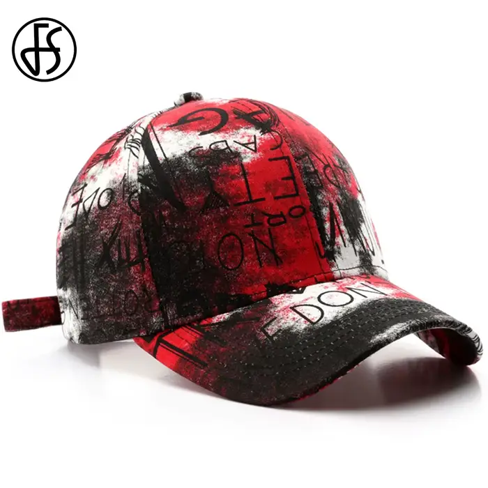 Casquettes de baseball FS noires et rouges style graffiti pour hommes