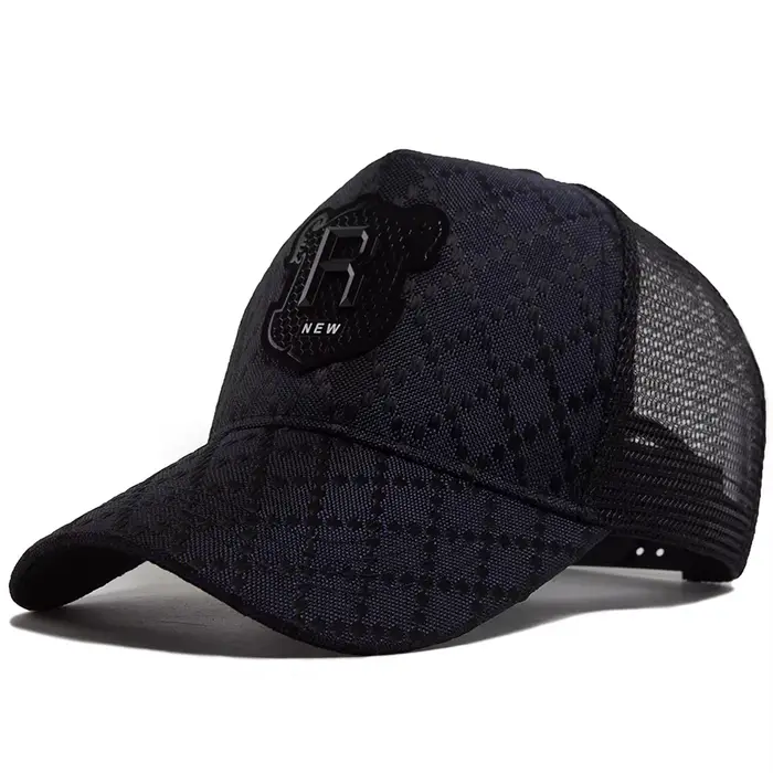 Nouvelle casquette de baseball d'été pour hommes, style 5 panneaux à grille R Label, casquette truck