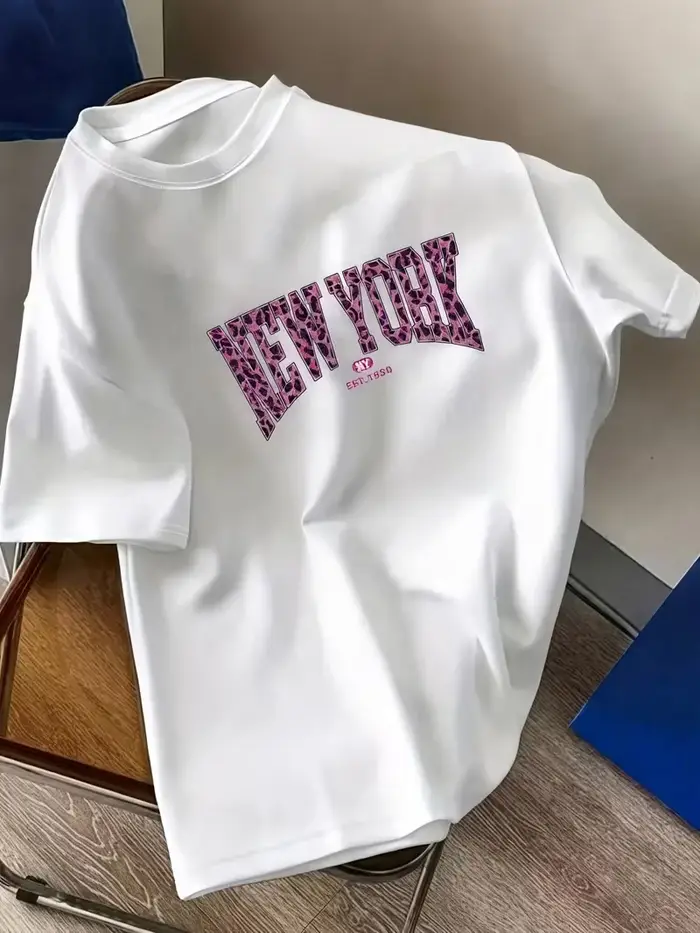 T-shirt à imprimé léopard de la ville de New York