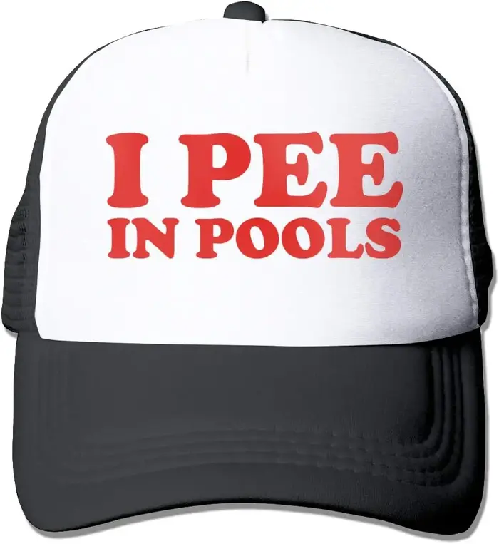 Casquette de camionneur pour adultes, chapeau noir, I Pee in Pools, Funny Dare Gag Gift Joke