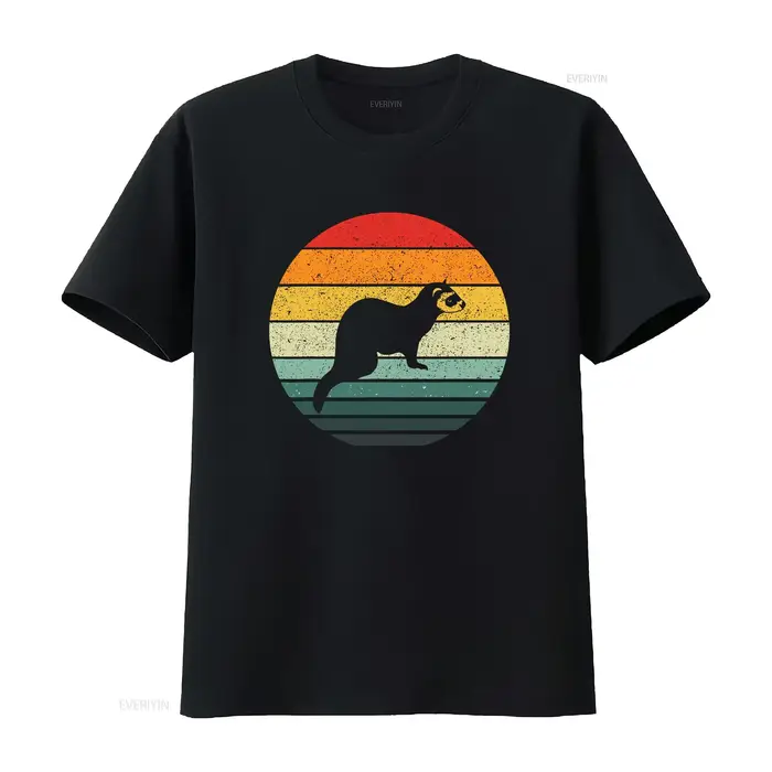 T-shirt vintage Ferret rétro, unisexe, effet délavé, graphique, mode homme, streetwear, légèrement e