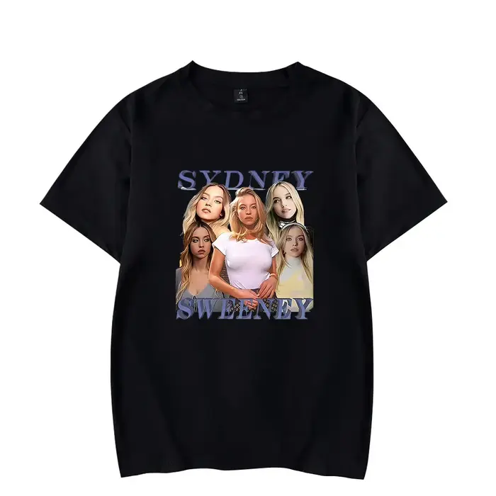 Sydney Sweeney-T-shirt à Manches Courtes et Col Ras du Cou pour Homme et Femme, Vêtement Décontracté