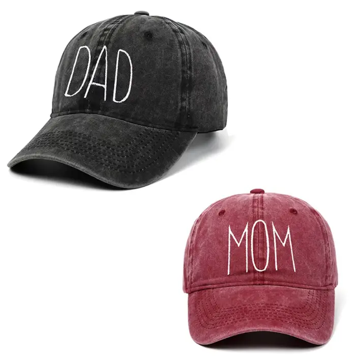 DAD MOM-Casquettes de baseball brodées de lettres pour hommes et femmes