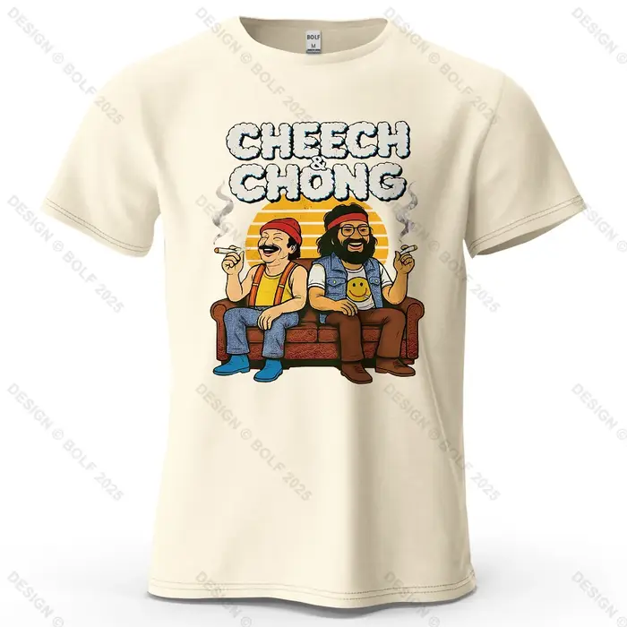 CHEECH & CHONG T-Shirt homme imprimé dessin animé 100% coton surdimensionné rétro drôle graphique t-