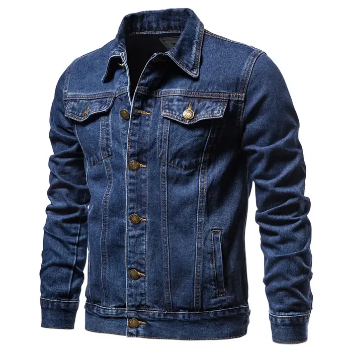 2025 automne Hommes solide Denim vestes mode moto Vintage jean vestes Hommes coupe ajustée coton déc