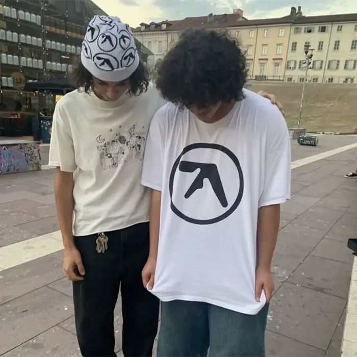 T-Shirt homme Aphex Twin chemise 100% coton imprimé surdimensionné Y2k t-shirts streetwear à manches
