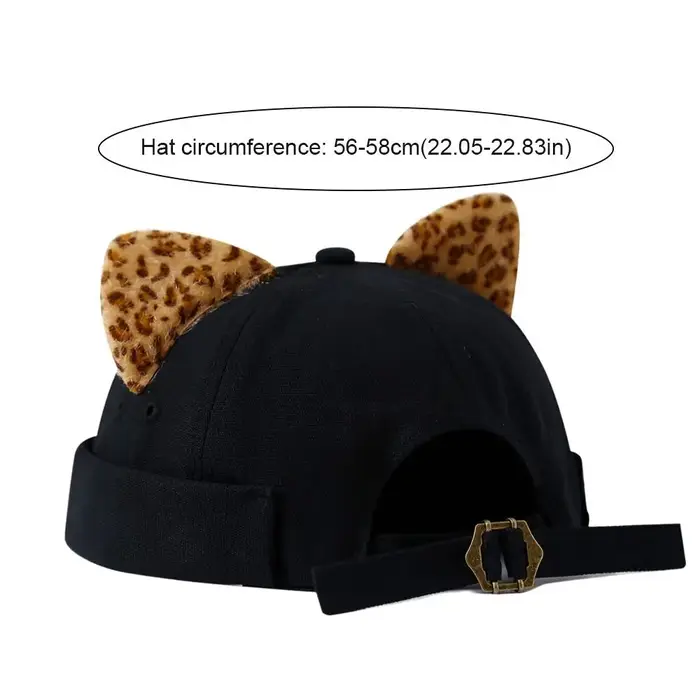 Casquette Docker Unisexe à Oreilles de Chat Imprimé Léopard Hip Hop